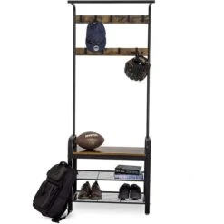 Vasagle Garderobenständer HSR40B, Vintage, Mit 9 Haken, Metall / Holz, Schwarz / Braun -WENKO Shop 026ce8b378ee62801e762137d37f79f65ecec2c8 garderobenstaender vasagle hsr40b vintage