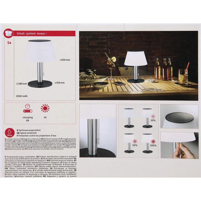 Paulmann Schreibtischlampe Lillesol LED, IP44, Dimmbar, Mit Standfuß, Mit Akku, Solar 7 Paulmann Schreibtischlampe Lillesol LED, IP44, Dimmbar, Mit Standfuß, Mit Akku, Solar – Bild 5