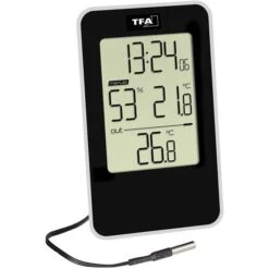 TFA Thermometer 30.5048.01, Innen / Außen, Digital, Mit Hygrometer, Mit Messfühler