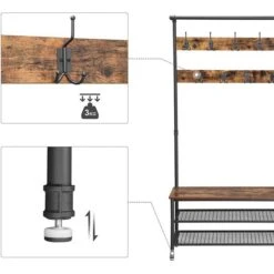 Vasagle Garderobenständer HSR47BX, Vintage, Mit 23 Haken, Metall / Holz, Schwarz / Braun -WENKO Shop 088c69094600c6fd8f486afbeb4368b376db6393 garderobenstaender vasagle hsr47bx vintage