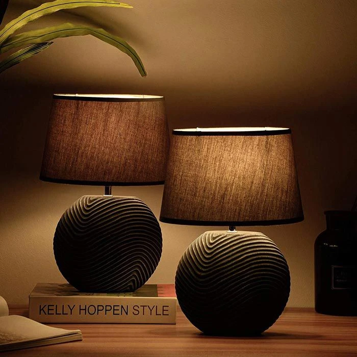 Schreibtischlampe BRUBAKER Grau, Mit Keramik-Standfuß, 2 Stück 4 Schreibtischlampe BRUBAKER Grau, Mit Keramik-Standfuß, 2 Stück – Bild 2