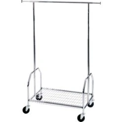 Alco Garderobenständer 2830, Mit Rollen Und Schuhablage, Metall, Silber