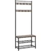 Vasagle Garderobenständer HSR41MB, Mit 9 Haken, Metall / Holz, Schwarz / Graubraun -WENKO Shop 1da728a4eef1cb5a1bd0857b9c72a7e14def43ca garderobenstaender vasagle hsr41mb