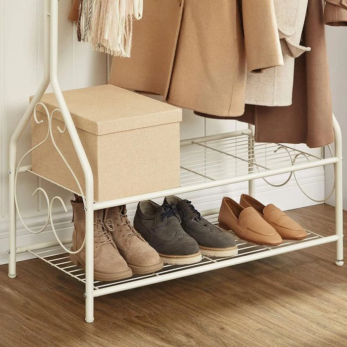 Songmics Garderobenständer HSR07W, Mit Schuhablage, Metall, Weiß 8 Songmics Garderobenständer HSR07W, Mit Schuhablage, Metall, Weiß – Bild 6