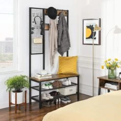 Vasagle Garderobenständer HSR98BX, Vintage, Mit 24 Haken, Metall / Holz, Schwarz / Braun -WENKO Shop 29cf2f14708a7fdfada08e15de1a54ad0952560d garderobenstaender vasagle hsr98bx vintage