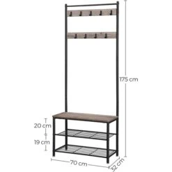 Vasagle Garderobenständer HSR41MB, Mit 9 Haken, Metall / Holz, Schwarz / Graubraun -WENKO Shop 2c447045a96f9535f959c8e27879b3079d70d486 garderobenstaender vasagle hsr41mb