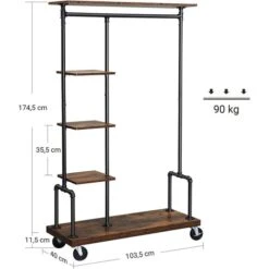 Vasagle Garderobenständer HSR66BX, Vintage, Rollen & 5 Ablagen, Bis 90 Kg, Metall/ Holz, Braun 17 Vasagle Garderobenständer HSR66BX, Vintage, Rollen & 5 Ablagen, Bis 90 Kg, Metall/ Holz, Braun -WENKO Shop 44eac66f0f83525a2df2e71aee218cec36b1b5b9 garderobenstaender vasagle hsr66bx vintage