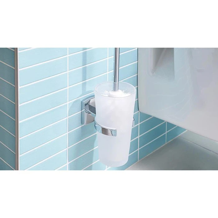 Tesa WC-Bürste Klaam, Weiß / Chrom, Bürstenhalter Aus Glas, Zur Wandmontage 7 Tesa WC-Bürste Klaam, Weiß / Chrom, Bürstenhalter Aus Glas, Zur Wandmontage – Bild 5