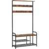 Vasagle Garderobenständer HSR409B01, Vintage, Mit 9 Haken, Metall / Holz, Schwarz / Braun
