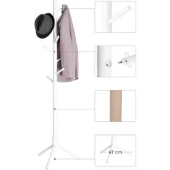 Vasagle Garderobenständer RCR04WT, Mit 8 Haken, Holz, Weiß -WENKO Shop 53e31015cb43e93b723e1c68c8787ec492a97868 garderobenstaender vasagle rcr04wt