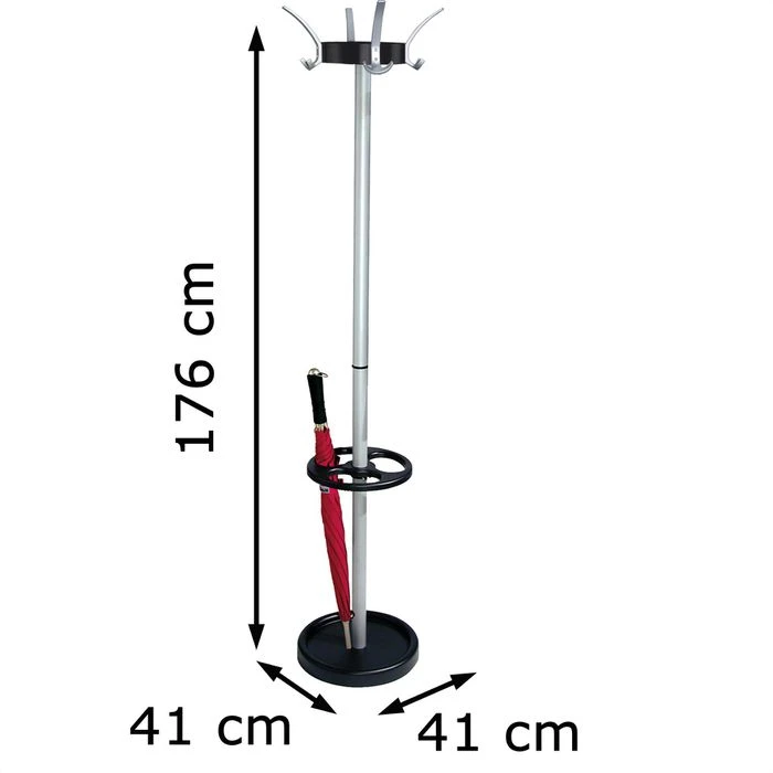 Kerkmann Garderobenständer Public Classic, 6274, Mit 12 Haken, Metall, Schwarz / Silber 7 Kerkmann Garderobenständer Public Classic, 6274, Mit 12 Haken, Metall, Schwarz / Silber – Bild 5