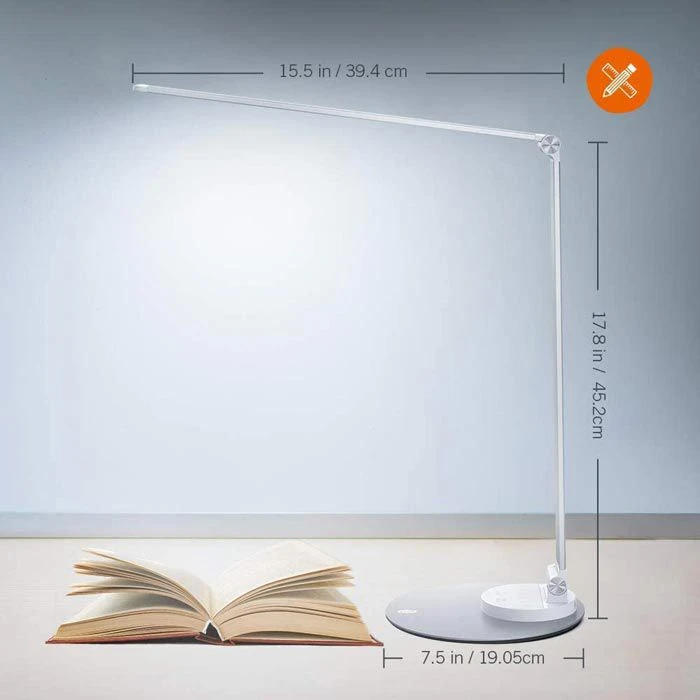 TaoTronics Schreibtischlampe TT-DL22 LED, Standfuß, Dimmbar, USB, Silber 7 TaoTronics Schreibtischlampe TT-DL22 LED, Standfuß, Dimmbar, USB, Silber – Bild 5