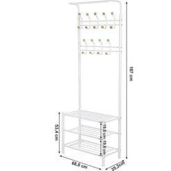 Songmics Garderobenständer HSR04W, Mit 18 Haken, Metall, Weiß -WENKO Shop 56d7f75d354aee1a9becb26fd1cfbc80a91d3aa2 garderobenstaender songmics hsr04w