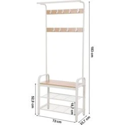 Vasagle Garderobenständer HSR40W, Mit 9 Haken, Metall / Holz, Weiß -WENKO Shop 599bbbe764e64a29b5f66cc6a9d3146b8307f7e5 garderobenstaender vasagle hsr40w