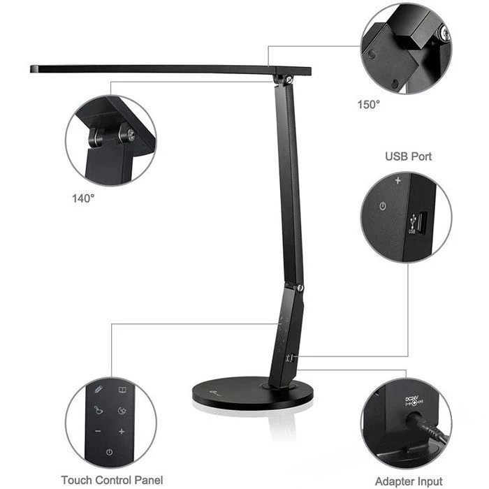 TaoTronics Schreibtischlampe TT-DL10 LED, Dimmbar, Schwarz, USB, Mit Standfuß 5 TaoTronics Schreibtischlampe TT-DL10 LED, Dimmbar, Schwarz, USB, Mit Standfuß – Bild 3