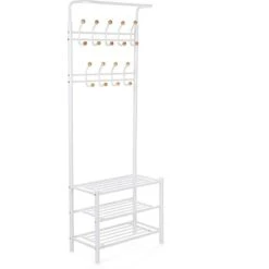 Songmics Garderobenständer HSR04W, Mit 18 Haken, Metall, Weiß