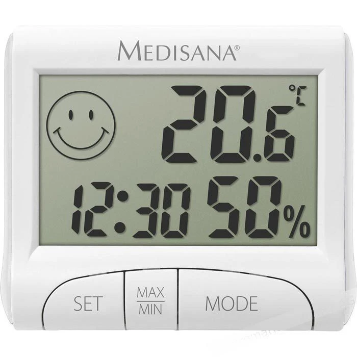 Medisana Thermo-Hygrometer HG 100 Digital, Uhrzeit, Weiß 4 Medisana Thermo-Hygrometer HG 100 Digital, Uhrzeit, Weiß – Bild 2