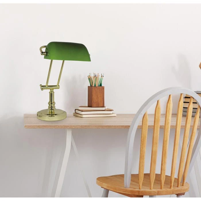 SEA-CLUB Schreibtischlampe 1292G Bankerlampe, Messing Poliert, Grün, Mit Standfuß 3 SEA-CLUB Schreibtischlampe 1292G Bankerlampe, Messing Poliert, Grün, Mit Standfuß – Bild 2