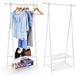 Songmics Garderobenständer HSR05W, Mit Schuhablage, Metall, Weiß 13 Songmics Garderobenständer HSR05W, Mit Schuhablage, Metall, Weiß -WENKO Shop 69e045a3dcff360ee679a2a21f6efbf8a6eeac6d garderobenstaender songmics hsr05w