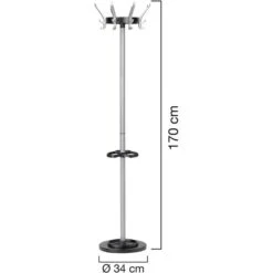 Unilux Garderobenständer Cypres 100340640, Mit 24 Haken, 170 X 34cm (HxØ), Metall, Silber -WENKO Shop 6d8b461340bdd6f6c1eb6d45104905717a3f8f0e garderobenstaender unilux cypres 100340640