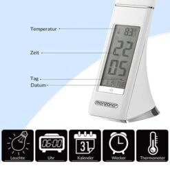 Monzana Schreibtischlampe LED, Dimmbar, Uhr, Temperatur, Kalender, Weiß -WENKO Shop 7141e287d5ad5cab5bae3fe5c2e2e8dd7b3d8ef5 schreibtischlampe monzana lilly led