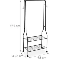 Relaxdays Garderobenständer 10027470, Mit Rollen, 2 Ablagen & 4 Haken, Metall, Schwarz -WENKO Shop 7788906c796e1d2810815b671edfeb95f8856f33 garderobenstaender relaxdays 10027470