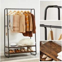 Vasagle Garderobenständer RGR112B01, Vintage, Mit 2 Ablagen, Bis 170 Kg, Metall / Holz, Braun -WENKO Shop 9603b55be873ae6c3627cd24dd6a925615e8098b garderobenstaender vasagle rgr112b01 vintage