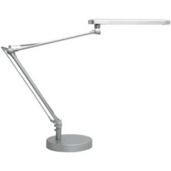 Unilux Schreibtischlampe Mambo 2.0 LED, Standfuß, Tischklemme, Dimmbar, Grau