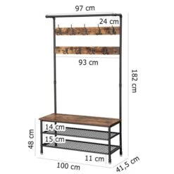 Vasagle Garderobenständer HSR47BX, Vintage, Mit 23 Haken, Metall / Holz, Schwarz / Braun -WENKO Shop a6dba9cb5622de17ddafe5403d8d2f3c24a0f544 garderobenstaender vasagle hsr47bx vintage
