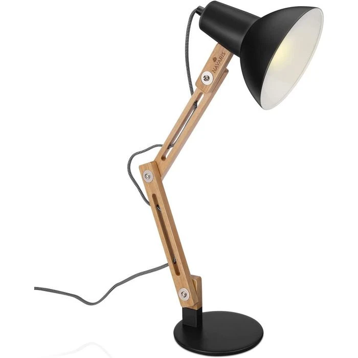 Navaris Schreibtischlampe E27, Tischklemme, Holz 3 Navaris Schreibtischlampe E27, Tischklemme, Holz