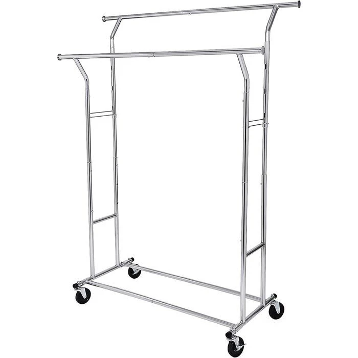 Songmics Garderobenständer HSR12S, Bis 110 Kg, Mit Rollen, Ausziehbar, Metall, Silber 3 Songmics Garderobenständer HSR12S, Bis 110 Kg, Mit Rollen, Ausziehbar, Metall, Silber