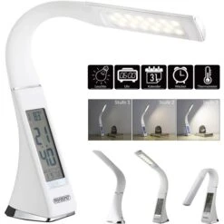 Monzana Schreibtischlampe LED, Dimmbar, Uhr, Temperatur, Kalender, Weiß -WENKO Shop b2680206cb7495d3a8f94310168fdf978abe34a5 schreibtischlampe monzana lilly led