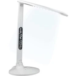 Magnetoplan Schreibtischlampe Lumos Strato LED, Dimmbar, Uhr, Temperatur, Kalender, Standfuß, Weiß -WENKO Shop b4da2ebec610f6be74c78735b889bb4049610531 schreibtischlampe magnetoplan lumos strato led