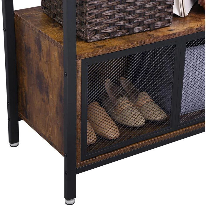 Vasagle Garderobenständer XHSR22BX, Vintage, Mit Schuhablage, Metall / Holz, Schwarz / Braun 5 Vasagle Garderobenständer XHSR22BX, Vintage, Mit Schuhablage, Metall / Holz, Schwarz / Braun – Bild 3