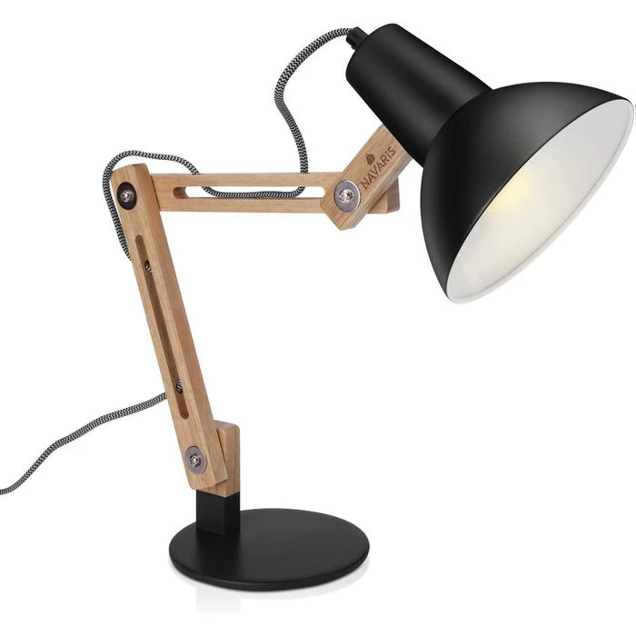 Navaris Schreibtischlampe E27, Tischklemme, Holz 5 Navaris Schreibtischlampe E27, Tischklemme, Holz – Bild 3