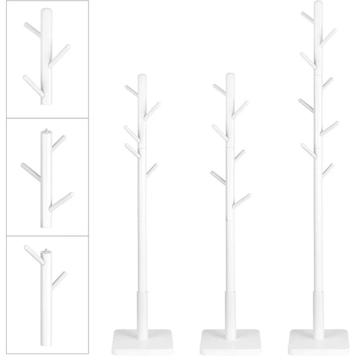 Vasagle Garderobenständer RCR010W02, Mit 8 Haken, Holz, Weiß 5 Vasagle Garderobenständer RCR010W02, Mit 8 Haken, Holz, Weiß – Bild 3