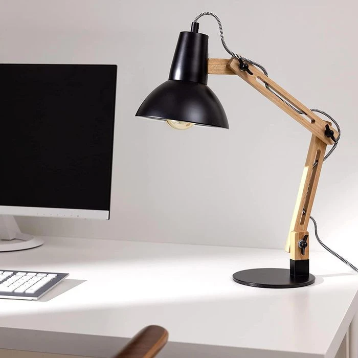 Navaris Schreibtischlampe E27, Tischklemme, Holz 10 Navaris Schreibtischlampe E27, Tischklemme, Holz – Bild 8
