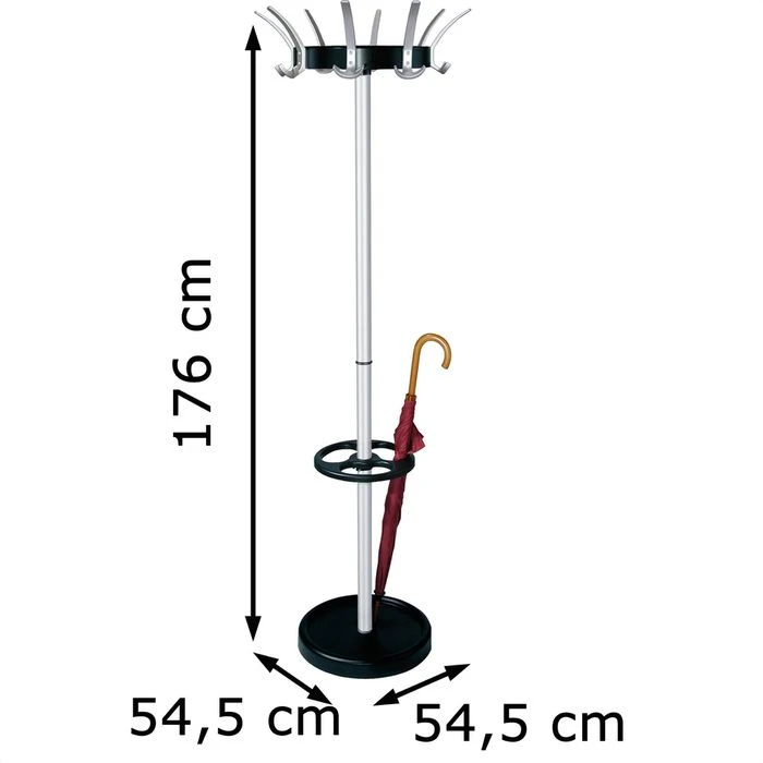 Kerkmann Garderobenständer Public Classic, 6277, Mit 24 Haken, Metall, Silber / Schwarz 7 Kerkmann Garderobenständer Public Classic, 6277, Mit 24 Haken, Metall, Silber / Schwarz – Bild 5