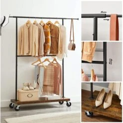 Vasagle Garderobenständer RGR111B01, Vintage, Rollen & Ablage, Ausziehbar, Metall / Holz, Braun 13 Vasagle Garderobenständer RGR111B01, Vintage, Rollen & Ablage, Ausziehbar, Metall / Holz, Braun -WENKO Shop daa3d8ef732512eddbe91834a27b5a495713512a garderobenstaender vasagle rgr111b01 vintage