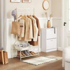 Songmics Garderobenständer HSR07W, Mit Schuhablage, Metall, Weiß 12 Songmics Garderobenständer HSR07W, Mit Schuhablage, Metall, Weiß -WENKO Shop e01591a894ffd72c2edee03481d412227b895f64 garderobenstaender songmics hsr07w