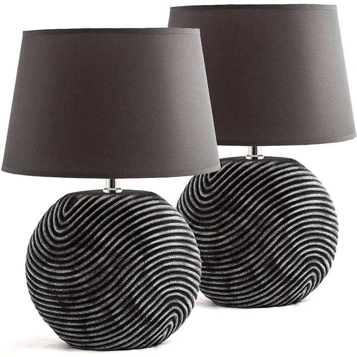Schreibtischlampe BRUBAKER Grau, Mit Keramik-Standfuß, 2 Stück 3 Schreibtischlampe BRUBAKER Grau, Mit Keramik-Standfuß, 2 Stück