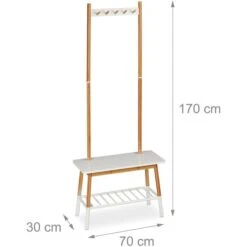 Relaxdays Garderobenständer 10027500, Mit Ablage & 5 Haken, Bambus, Natur / Weiß -WENKO Shop f657ff7e1688ed6289858df288f734b7ee4db7a2 garderobenstaender relaxdays 10027500