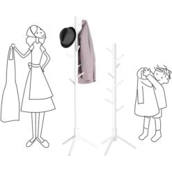 Vasagle Garderobenständer RCR04WT, Mit 8 Haken, Holz, Weiß -WENKO Shop f974e67d2596f0ae0beea84e1096c3bbc10ad89a garderobenstaender vasagle rcr04wt